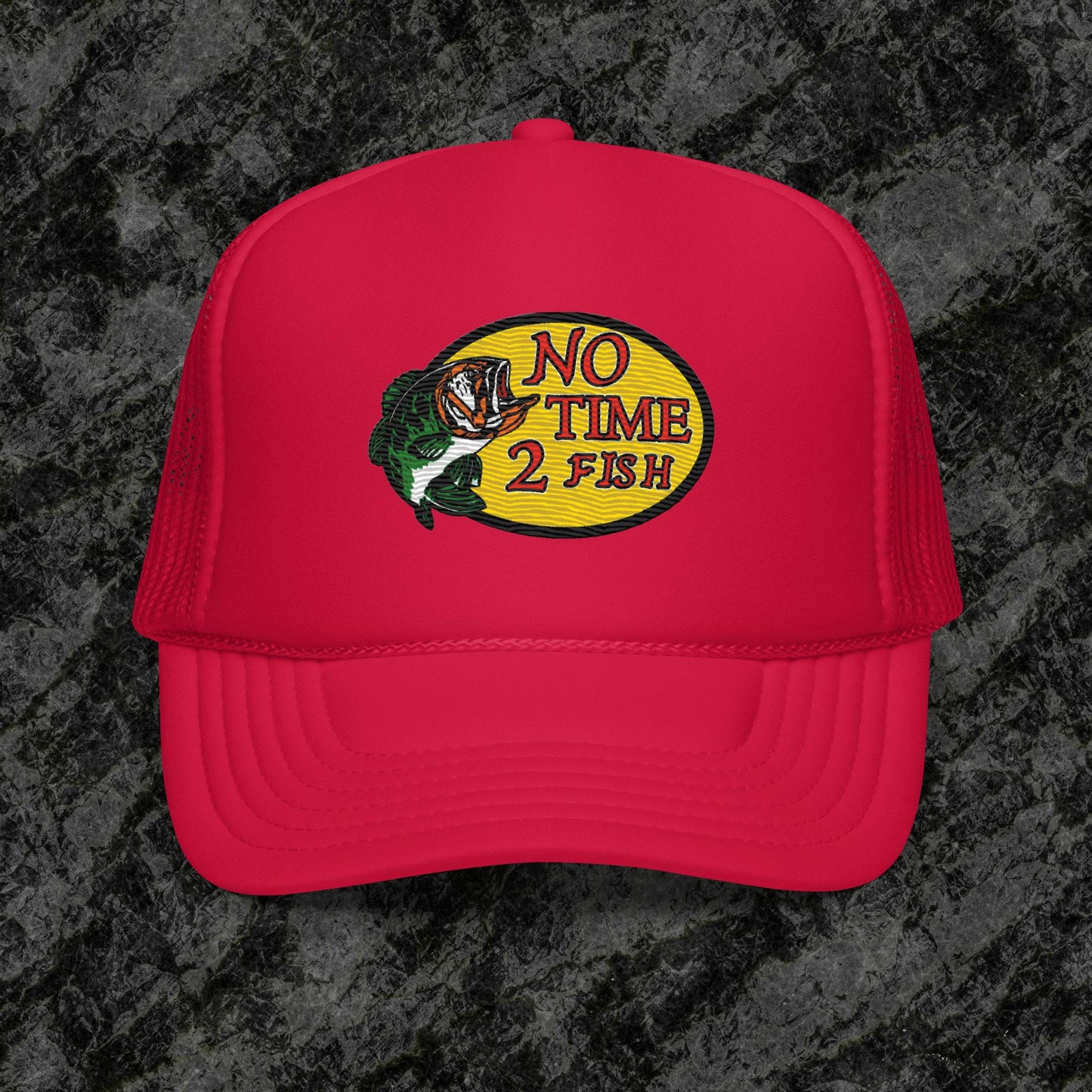Cv Brand "NO TIME 2 FISH"  Cough Syrup Premium Embroidered Foam trucker hat